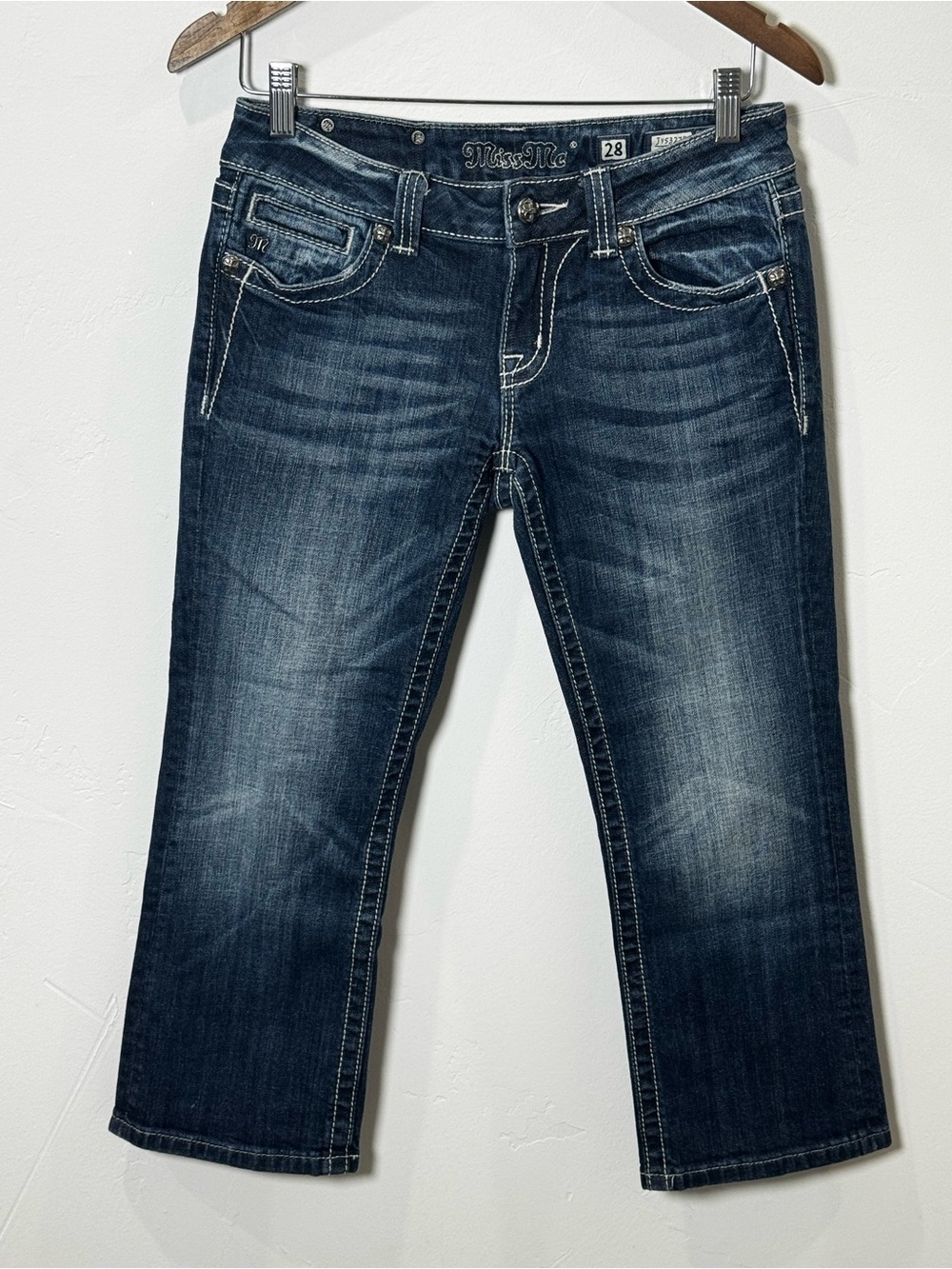Miss Me Jeans Capri Denim JY5327P Embellished Stitching Women’s Size 28